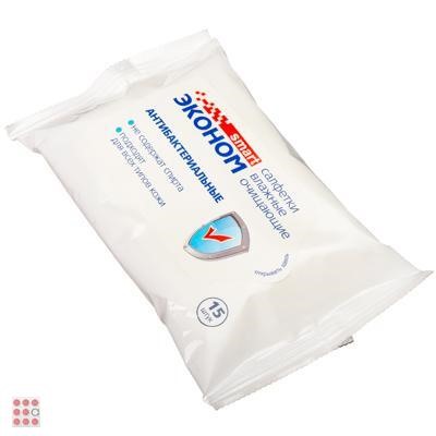 Салфетки влажные 15шт, Антибактериальные/ромашка/лимон