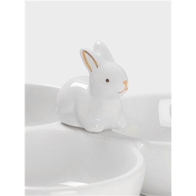 Менажница 3 ячейки Доляна «Зайка в золотом», 16.5×9 см, доломит, белая