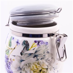 60212 Банка для сыпучих 900мл Букет фантазий доломит/металл LR (х24)