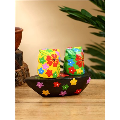 Сувенир «Пара совят», 14×7×9 см, дерево, жёлтый, зелёный