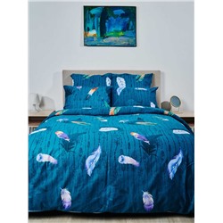 Пододеяльник бязь на молнии - Перья, цвет зеленый