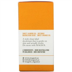 Magsol, Magnesium Deodorant, Sweet Orange,  3.2 oz (95 g)