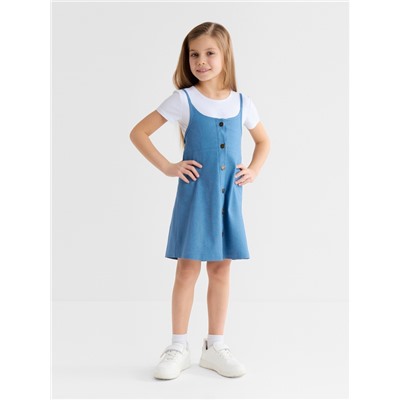 Сарафан для девочки MINAKU: Jeans collection, голубой, рост 152 см