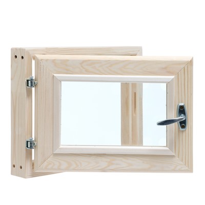 Окно в баню, деревянное, 40×30 см, хвоя, двойное стекло, «Добропаровъ»