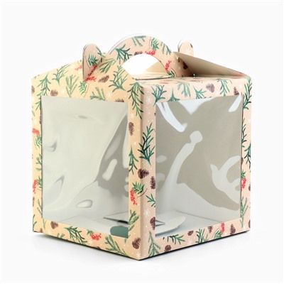 Коробка кондитерская с окном, сундук, «С Новым годом!» 20×20×20 см