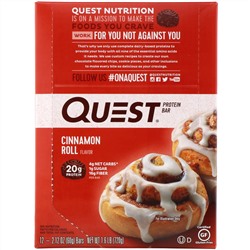 Quest Nutrition, Питательный батончик, со вкусом корицы, 12 шт., 60 г (2,12 унции) каждый