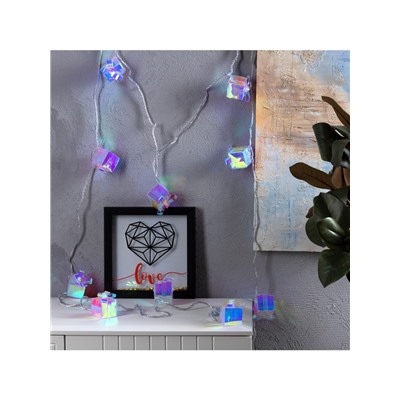 Гирлянда «Нить» 2.5 м с насадками «Подарки», IP20, прозрачная нить, 10 LED, свечение белое, 220 В