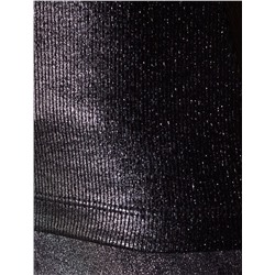 Топ с закрытым декольте из хлопка с эластаном в рубчик с матовым покрытием металлик