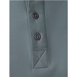 Тонкий лонгслив с круглым воротом на пуговицах из премиального хлопка с эластаном