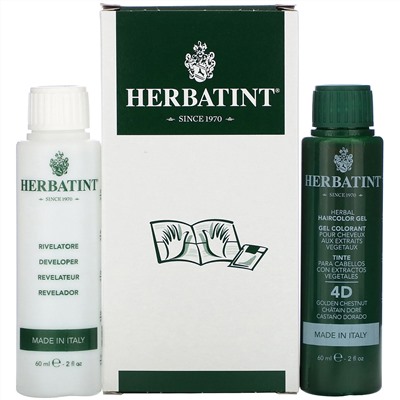 Herbatint, Permanent  Haircolor Gel, 4D, Golden Chestnut, 4.56 fl oz (135 ml)