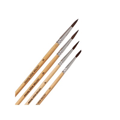 Набор кистей для рисования, белка, 4 штуки: № 2, 4, 6, 8, Calligrata, круглые, деревянная ручка, международный размер