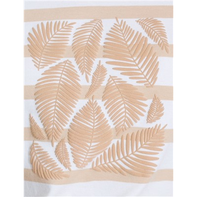 Свободная футболка в полоску с принтом из премиального хлопка с эластаном