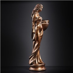 Фигура с кашпо «Девушка в платье», 23×36×84 см, 1 л, гипс, цвет бронзовый
