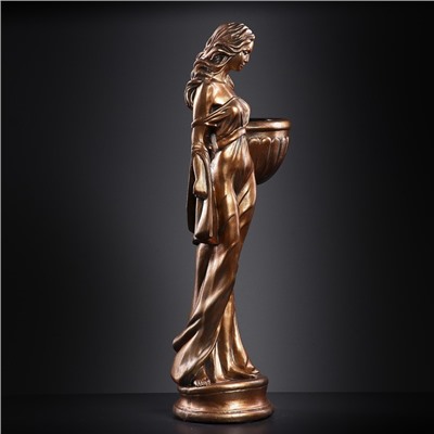 Фигура с кашпо «Девушка в платье», 23×36×84 см, 1 л, гипс, цвет бронзовый