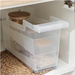 Контейнер хозяйственный с ручкой на колёсиках, 12,5 л, 45×16×25,5 см, цвет прозрачный