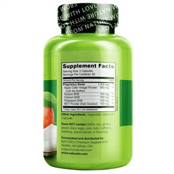NATURELO, Apple Cider Vinegar with Keto Salts & MCT Oil, 120 Vegetarian Capsules