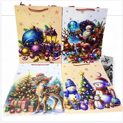 Пакет подарочный с ручками, с 3D  ризунками 41х31х10см