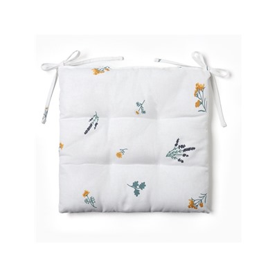 Подушка на стул «Этель. Полевые цветочки», 42×42×7 см, белая