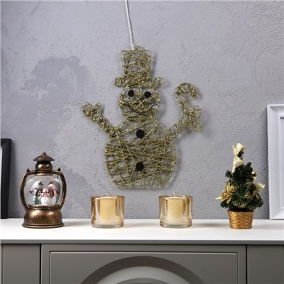 Светодиодная фигура «Снеговик» 34×41 см, металл, батарейки ААх2 (не в комплекте), свечение тёплое белое