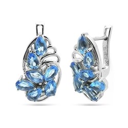 Серьги из серебра танзанит выращ., Смайл