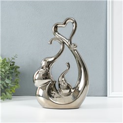 Фигурка керамика «Слоники с сердцем. Абстракция», серебро, 8.5×18.5×29.3 см