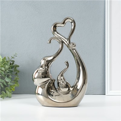 Фигурка керамика «Слоники с сердцем. Абстракция», серебро, 8.5×18.5×29.3 см