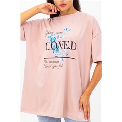 Модная футболка с цветами оверсайз, арт.2803