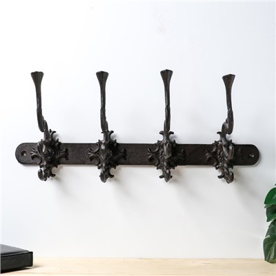 Настенные крючки декоративные «Узорные», чугун, 17×44.3×10.5 см