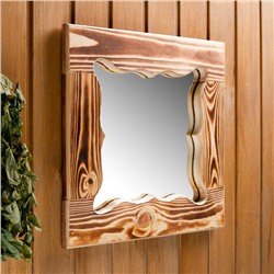 Зеркало резное «Бабочка», сосна, обожжённое, 40×40 см, ромб