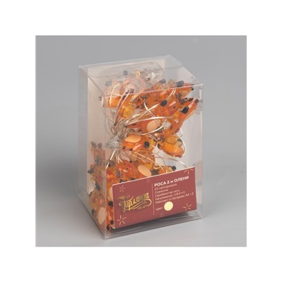 Гирлянда «Нить» 2 м роса с насадками «Олень», IP20, серебристая нить, 20 LED, 2 режима, батарейка ААх2 (нет в комплекте), свечение тёплое белое