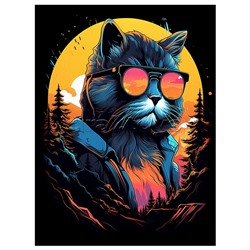 Холст с красками 40х50 см по номерам "Модный кот" (30цв.)