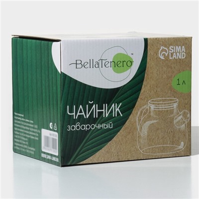 Заварочный чайник BellaTenero «Эко», 1 л, с бамбуковой крышкой, металлический фильтр, стекло