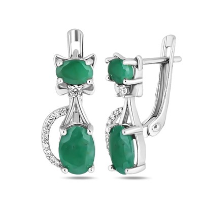 Серьги, изумруд берилл, SL-RIC112