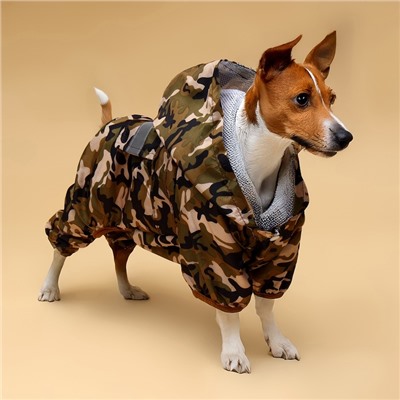 Комбинезон для собак, демисезонный, с подкладом, размер S, ДС 25, Ог 37 см, камуфляжный