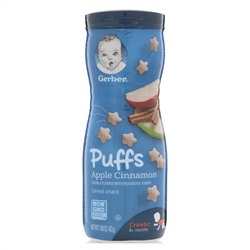 Gerber, Снек с хлопьями Puffs, для детей в возрасте от 8 месяцев, со вкусом яблока и корицы, 42 г (1,48 унции)