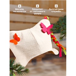 Шапка для бани и сауны, детская «Бабочки» с косичками, войлок, фетр, «Добропаровъ»