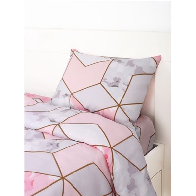 Постельное бельё 1.5-спальное «Экономь и Я», микрофибра 60 г/м², розовое, белое