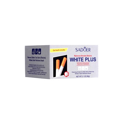 Отбеливающий зубной порошок Sadoer white plus от желтизны, 60 г