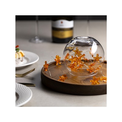 Гирлянда «Нить» 2 м роса с насадками «Пряничный человечек», IP20, серебристая нить, 20 LED, 2 режима, батарейки ААх2 (нет в комплекте), свечение тёплое белое