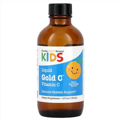 California Gold Nutrition, витамин C в жидкой форме для детей, класса USP, со вкусом терпкого апельсина, 118 мл (4 жидк. унции)