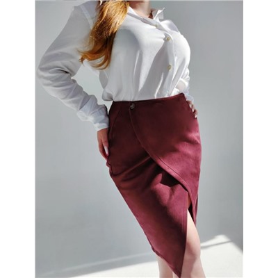 Юбка на запах замшевая 3202 (Винный)