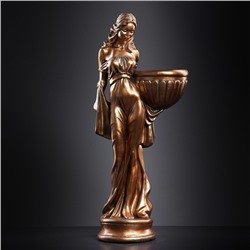 Фигура с кашпо «Девушка в платье», 23×36×84 см, 1 л, гипс, цвет бронзовый