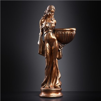 Фигура с кашпо «Девушка в платье», 23×36×84 см, 1 л, гипс, цвет бронзовый