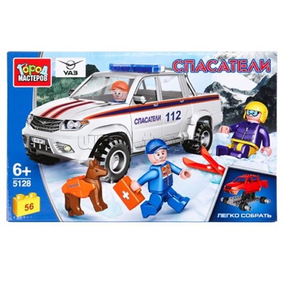 Конструктор "UAZ Pickup" Горные спасатели, 56 дет. (легко собрать)