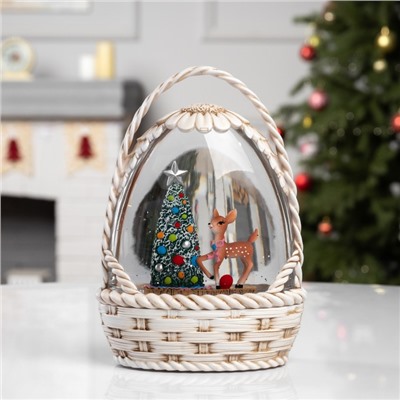 Фигура светодиодная «Зимние искорки», 20.3×15×9 см, музыка, батарейки ААх3 (не в комплекте), USB, свечение тёплое белое