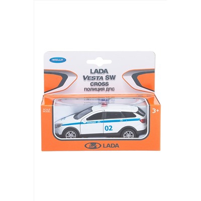 Игрушка модель машины 1:34-39 LADA VESTA SW CROSS полиция ДПС WELLY, 267380