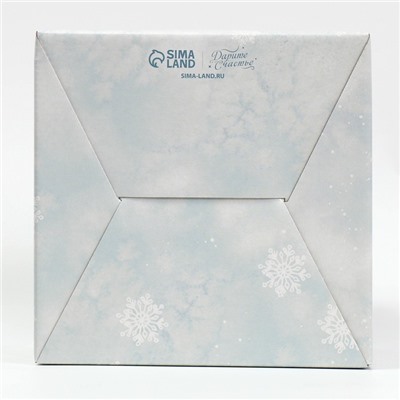 Коробка кондитерская новогодняя с окном, сундук, «Зимняя акварель» 20×20×20 см