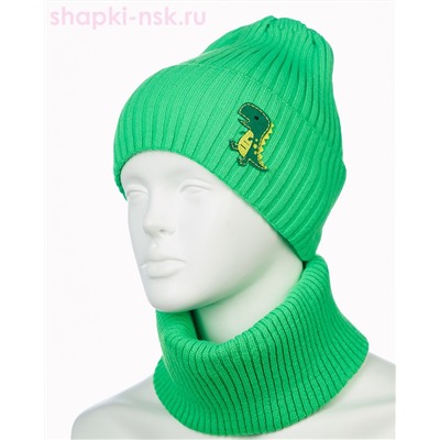 17-40-L Комплект для мальчика флис (колпак+снуд) (48-50)