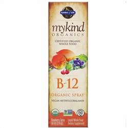 Garden of Life, MyKind Organics, органический спрей с витамином B12, со вкусом малины, 58 мл (2 жидк. унции)