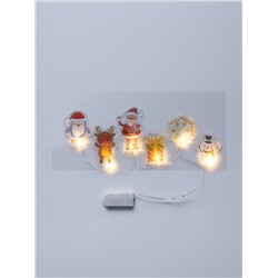 Светодиодная наклейка на окна «Новогодние друзья», 0.5 м, 6 LED, от батареек CR2032×2, свечение тёплое белое